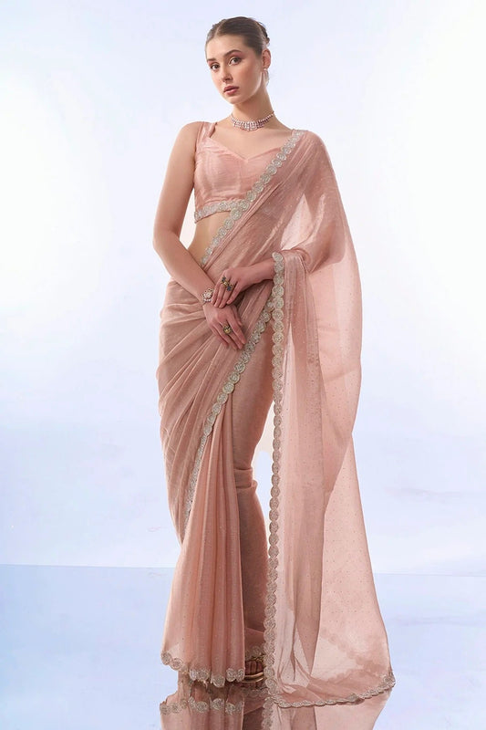Peach Burburry Saree NCSD11112457