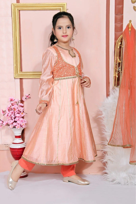 Peach Chanderi Silk Embroidery Anarkali Suit NCGW10710784