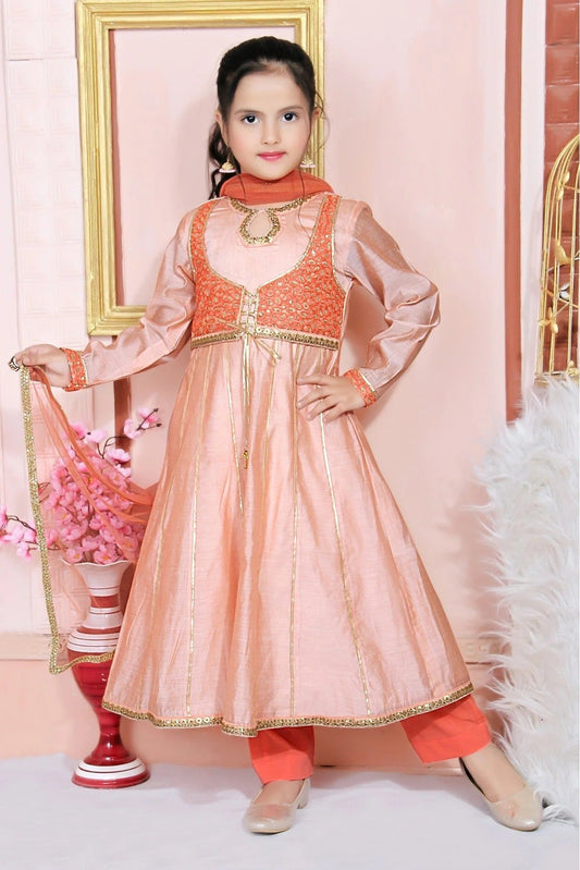 Peach Chanderi Silk Embroidery Anarkali Suit NCGW10710784