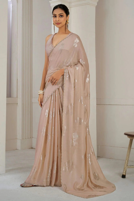 Peach Chinon Silk Designer Saree NCSD11210202