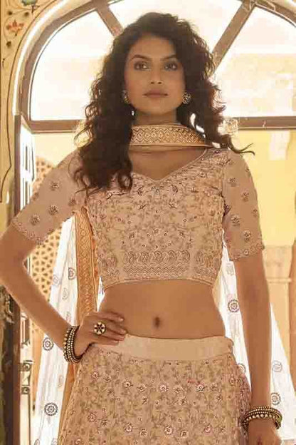 Peach Crepe Embroidery Lehenga Choli NCLC10810470-10