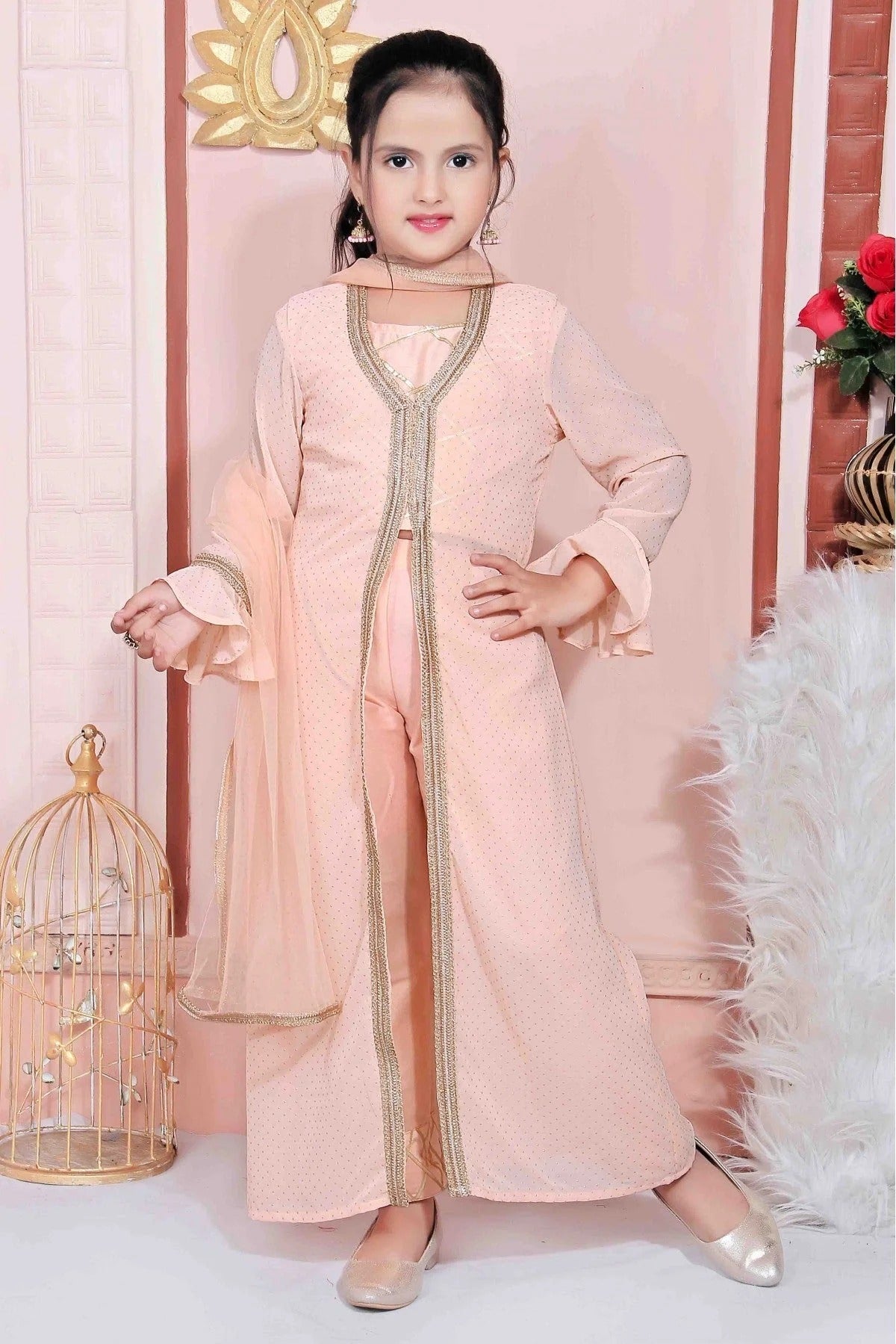 Peach Faux Georgette Party Wear Pant Style Suit NCGW10710776