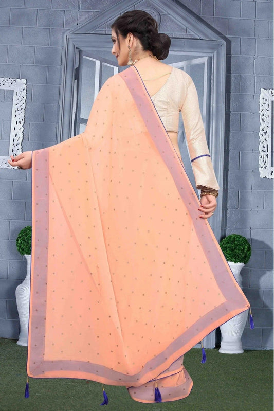 Peach Georgette Party Wear Saree NCSD11210685