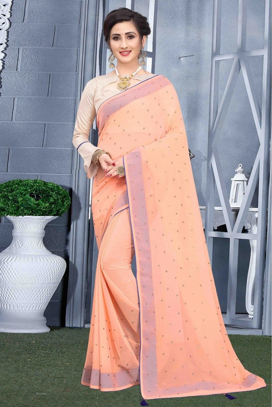 Peach Georgette Party Wear Saree NCSD11210685