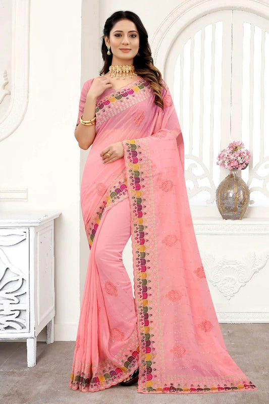 Peach Georgette Saree NCSD10910301