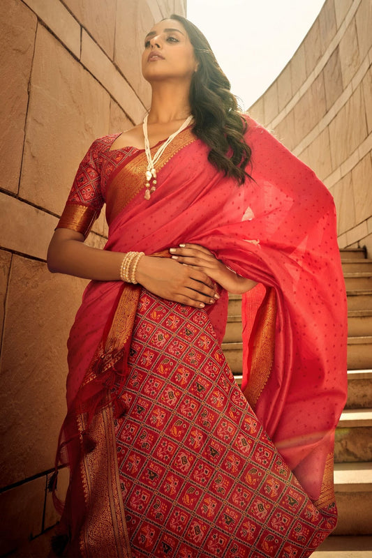Peach Handloom Silk Saree NCSD11112535