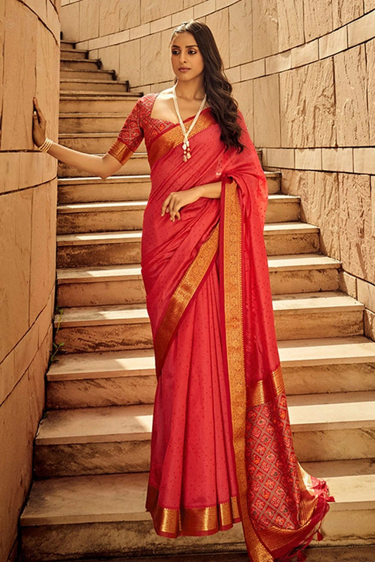 Peach Handloom Silk Saree NCSD11112535