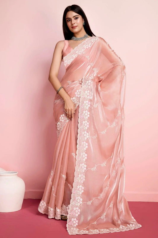 Peach Jimmy Choo Saree NCSD11112444