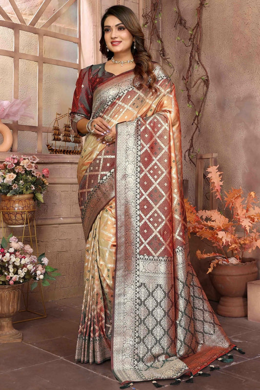 Peach Kochi Silk Traditional Saree NCSD11110795