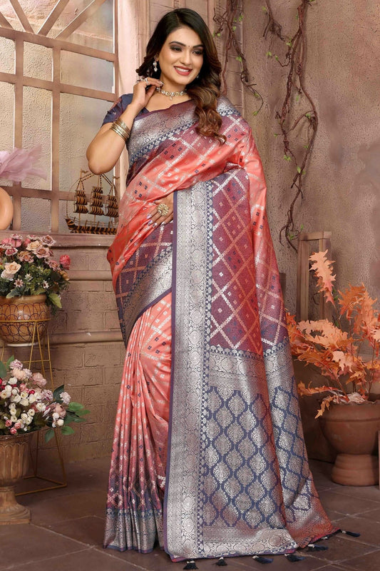 Peach Kochi Silk Traditional Saree NCSD11110796