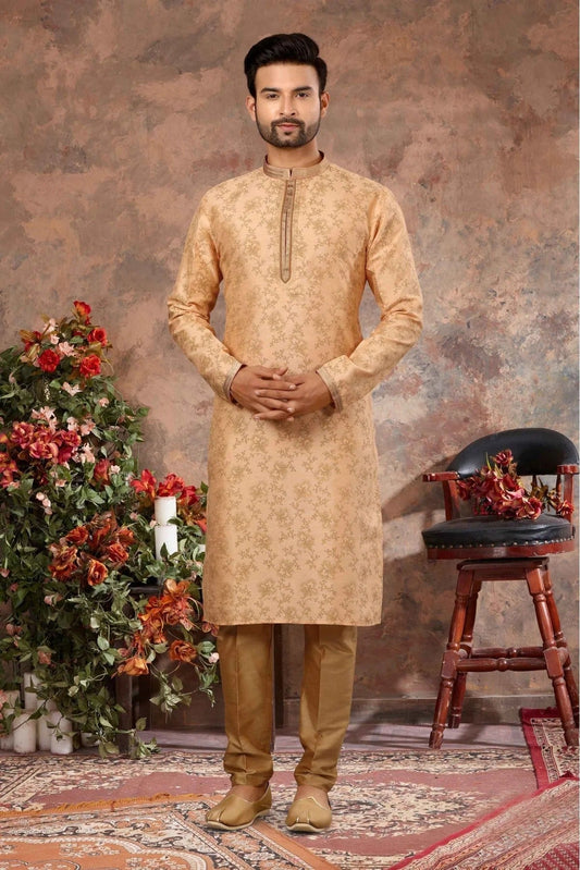Peach Kurta Pajama In Silk NCKP10410683