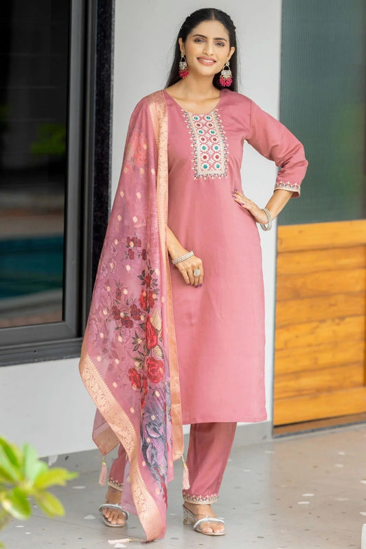 Peach Modal Silk Stitched Suit NCSS11111404