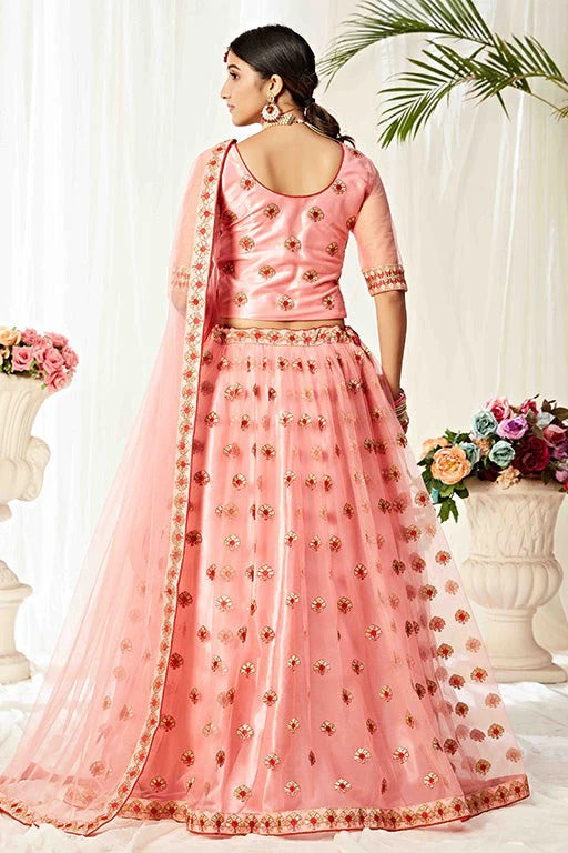 Peach Net Designer Lehenga Choli NCLC12410151