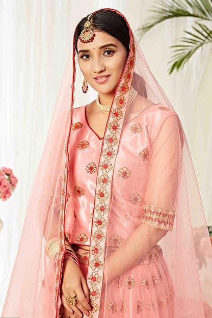 Peach Net Designer Lehenga Choli NCLC12410151