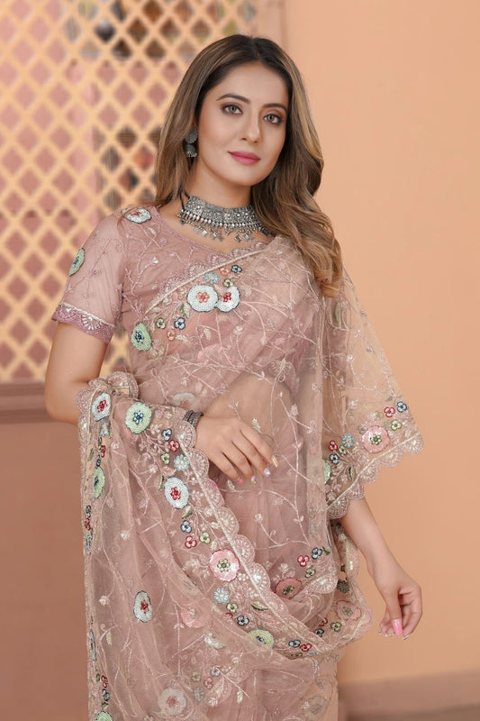 Peach Net Designer Saree NCLC11210401