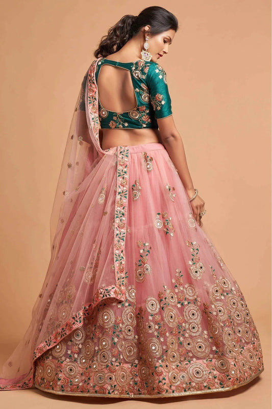 Peach Net Lehenga Choli NCLC10110357