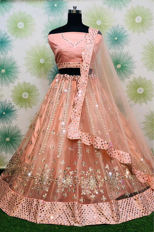 Peach Net Lehenga Choli NCLC10210143