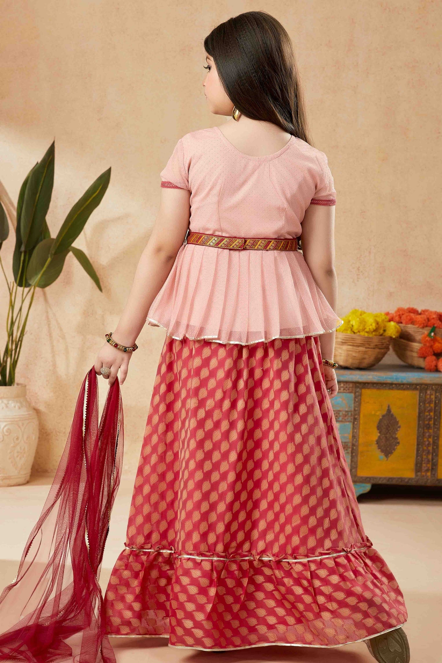 Peach Net Lehenga Suit NCGW10710839