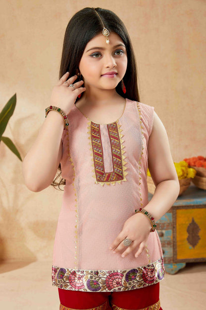 Peach Net Sharara Suit NCGW10710838