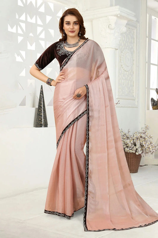 Peach Organza Designer Saree NCLC11210456