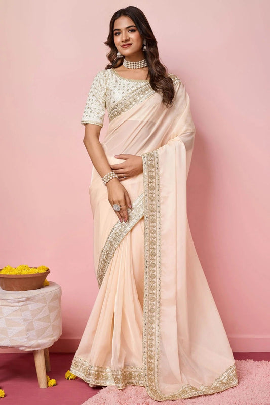 Peach Organza Designer Saree NCSD11112210