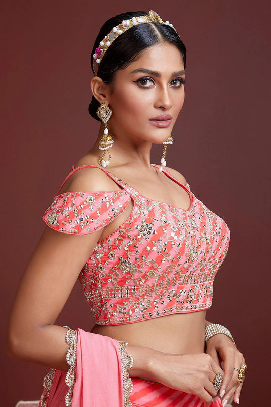Peach Organza Silk Designer Lehenga Choli NCLC10110383