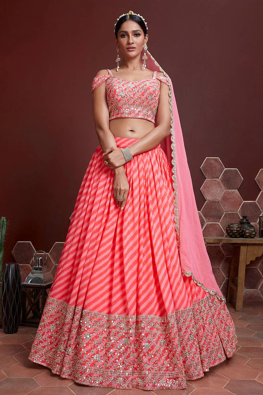 Peach Organza Silk Designer Lehenga Choli NCLC10110383