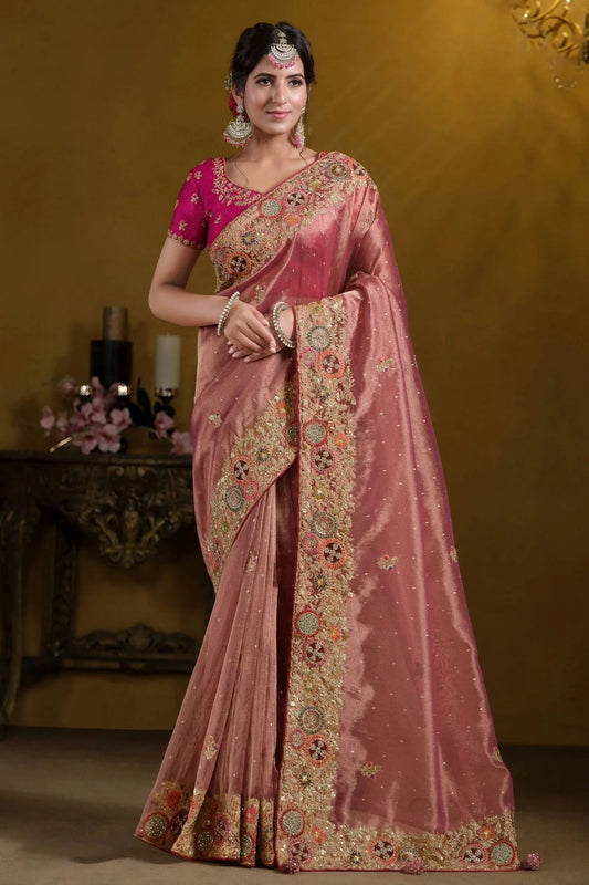 Peach Organza Silk Designer Saree NCSD11111185