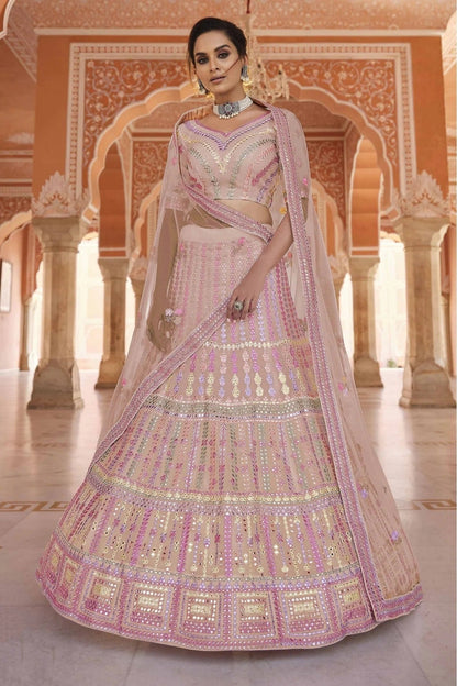 Peach Organza Thread Lehenga Choli NCLC10810420