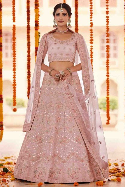 Peach Organza Thread Lehenga Choli NCLC10810426