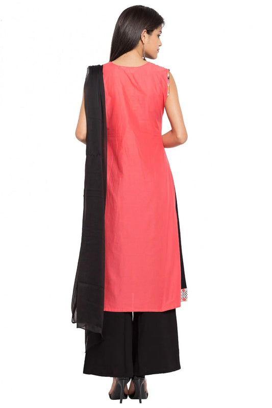 Peach Plus Size Stitched Cotton Palazzo Pant Suit NCSS10710489