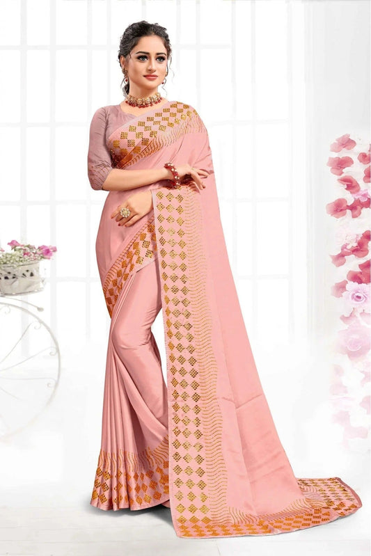 Peach Pure Satin SwaroNCki Saree NCSD11210585