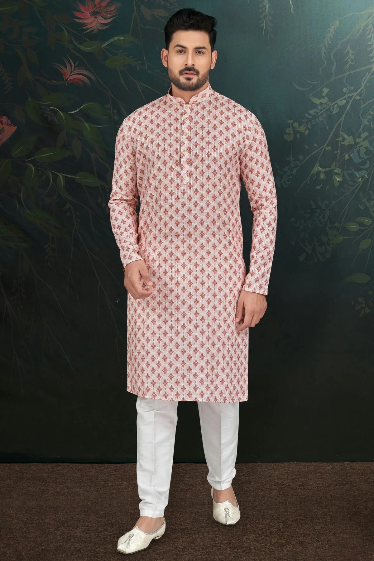 Peach Rayon Kurta Pajama NCKP10410318