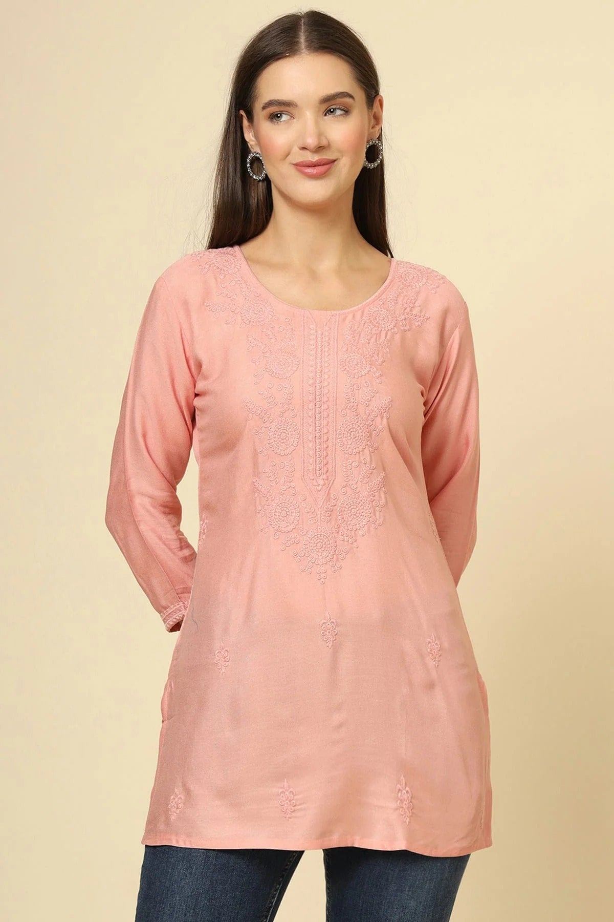 Peach Rayon Readymade Top  NCTP11112251