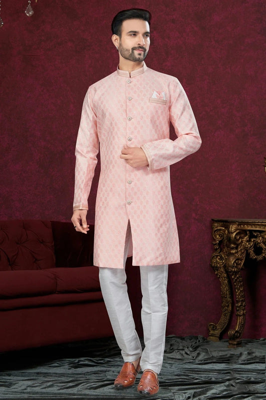 Peach Silk Dupion Sherwani NCSH10410188