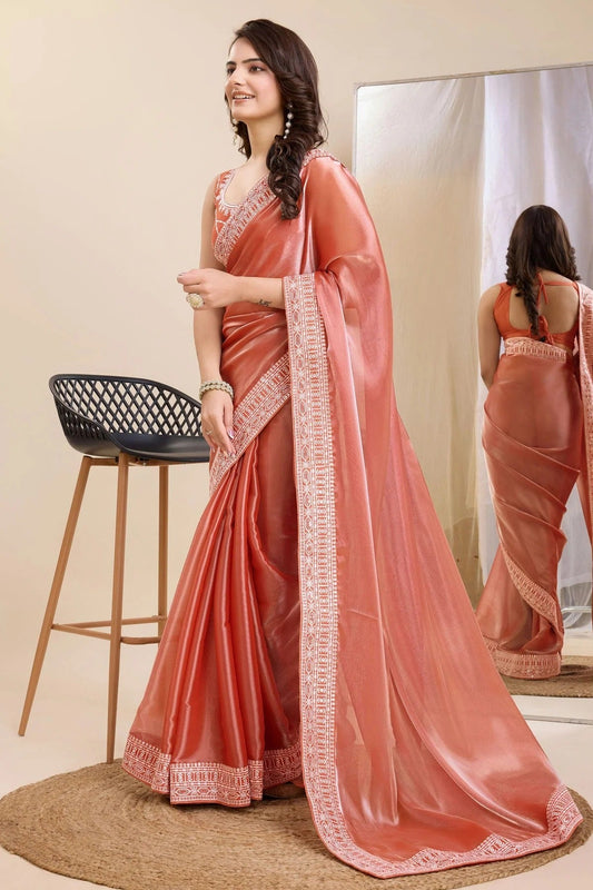 Peach Silk Saree NCSD11112495