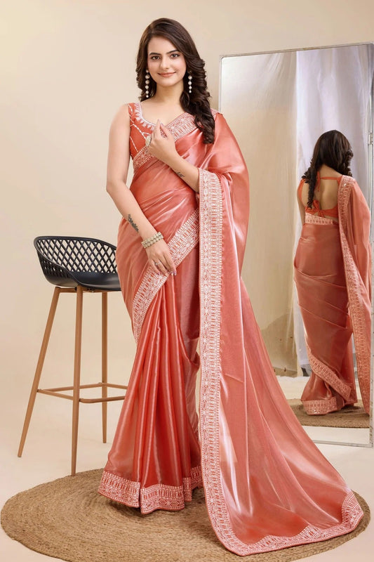 Peach Silk Saree NCSD11112495