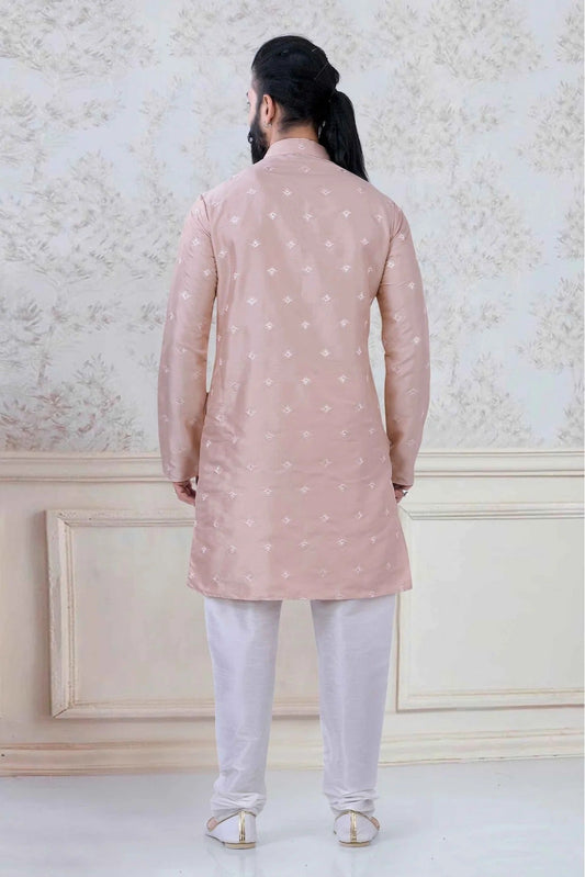 Peach Silk Festival Wear Kurta Pajama NCKP11310124