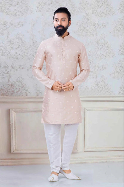 Peach Silk Festival Wear Kurta Pajama NCKP11310124