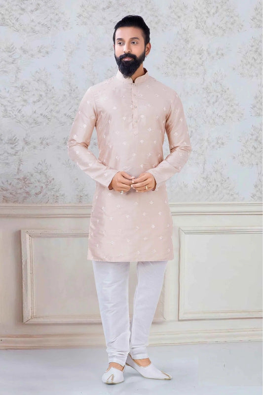 Peach Silk Festival Wear Kurta Pajama NCKP11310124