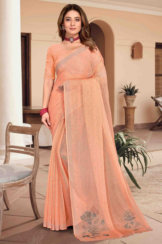 Peach Simmer Chiffon Designer Saree NCSD11210934