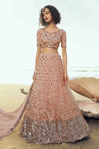 Peach Soft Net Embroidery Lehenga Choli NCLC10810505