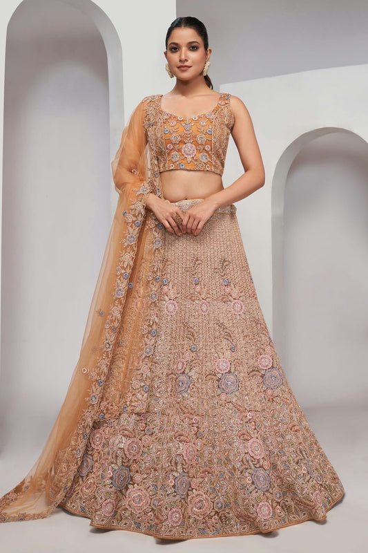 Peach Soft Net Lehenga Choli NCLC10310102