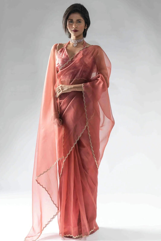 Peach Tissue Silk Ready To Wear Saree NCSD11210109