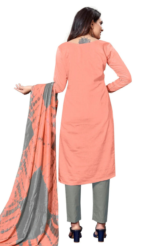 Peach Unstitched Cotton Straight Suit NCUS11610484