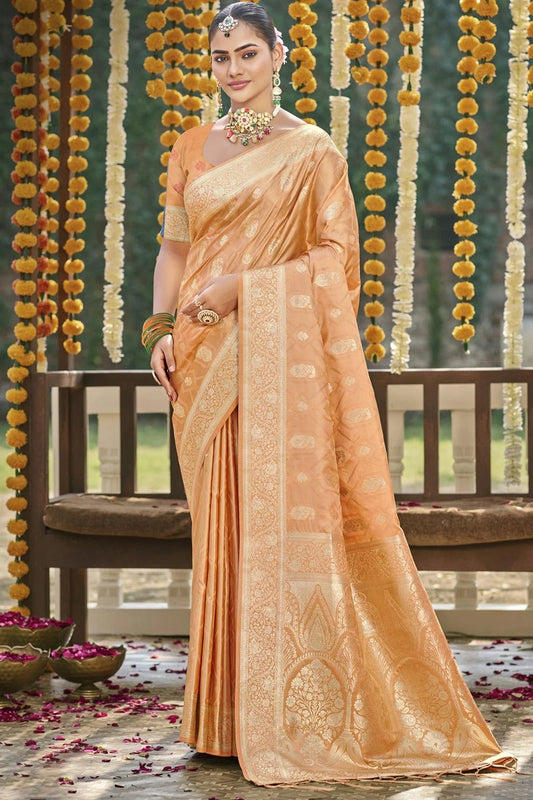 Peach Woven Satin Silk Traditional Saree NCSD11010153