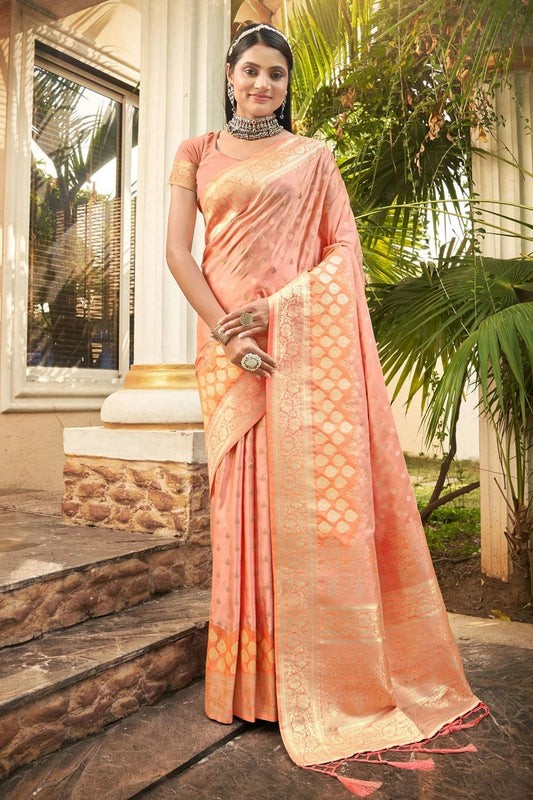 Peach Woven Silk Saree NCSD11010517