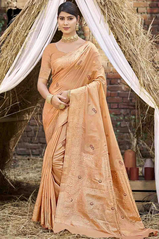 Peach Woven Silk Traditional Saree NCSD11010120