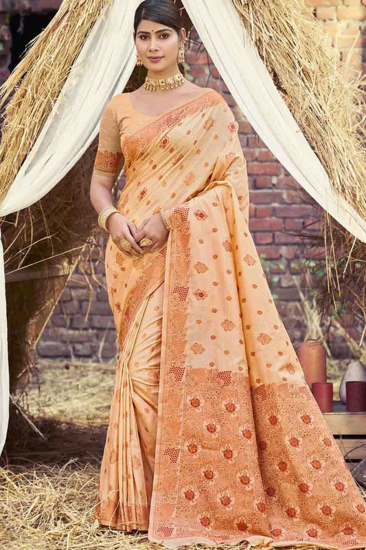 Peach Woven Silk Traditional Saree NCSD11010132