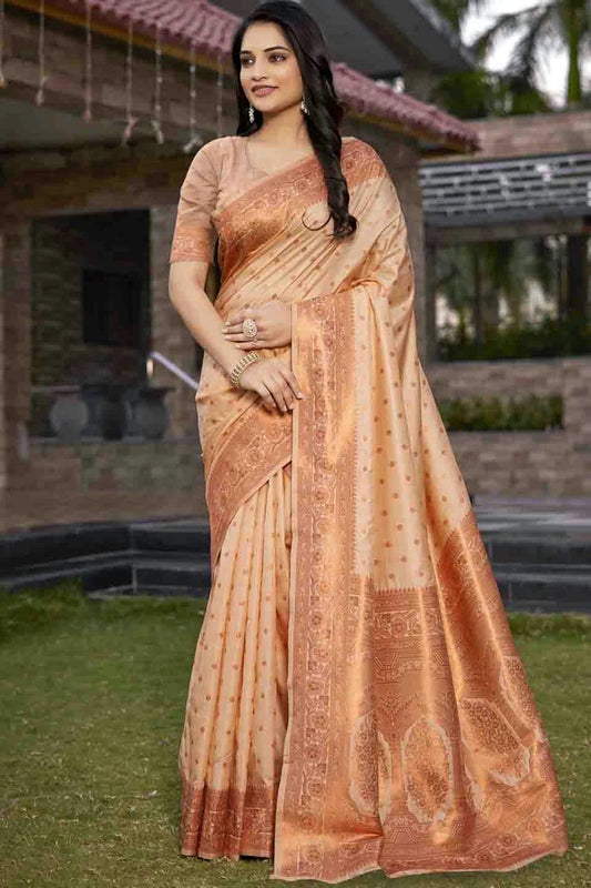 Peach Woven Silk Traditional Saree NCSD11010147